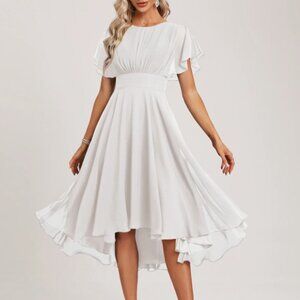 JJ's House A-line Scoop Asymmetrical Chiffon Bridesmaid Dress With Ruffle Size12